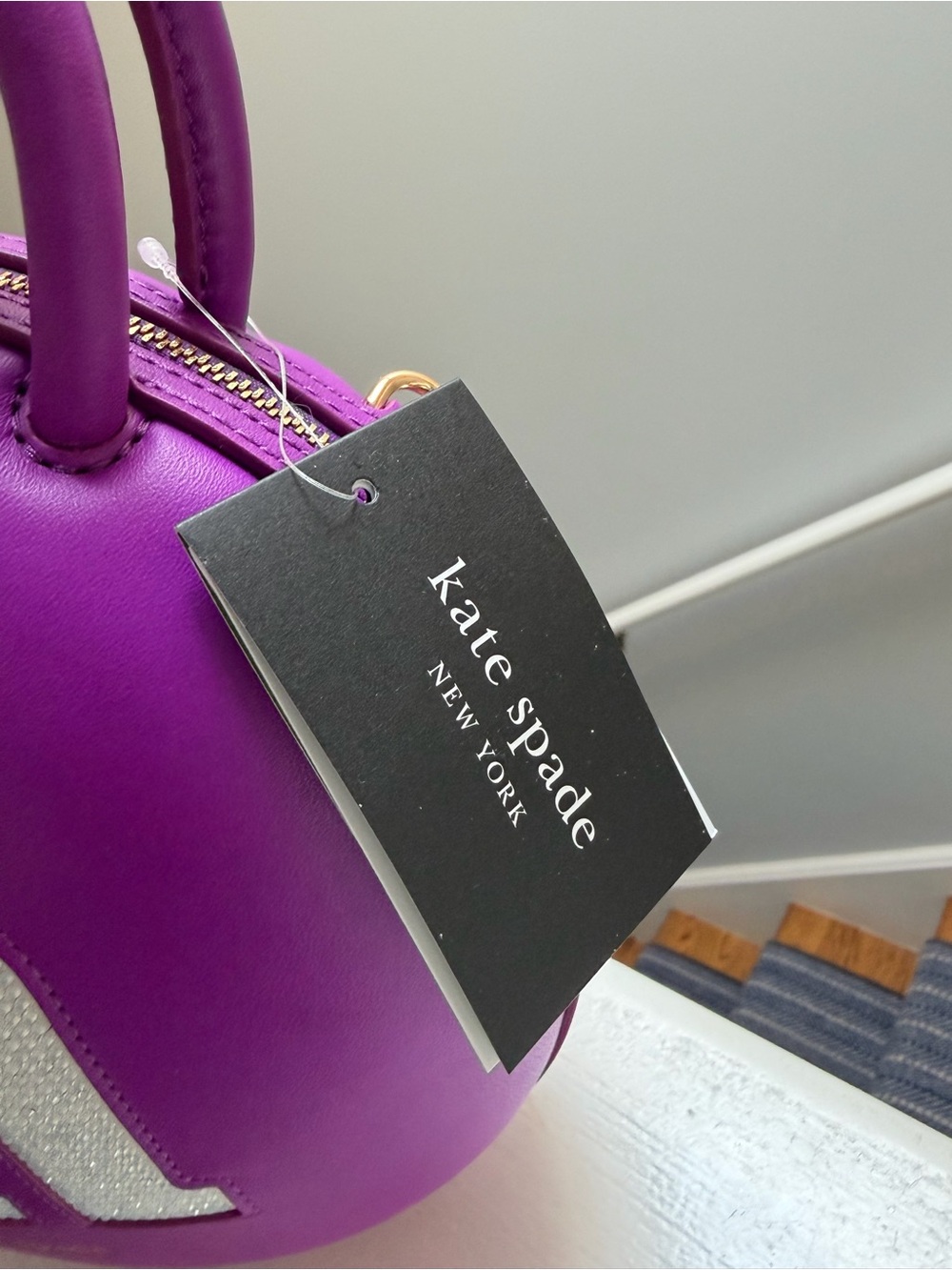 kate spade Purple Round Mini Top-Handle Bag with Crystal 'm' Detail - Picture 2 of 4